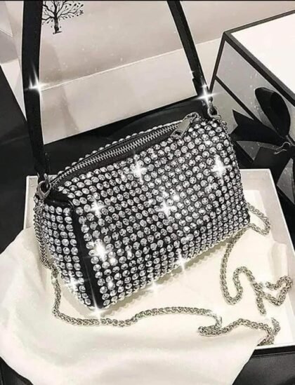 Sac à Main Femme Noir en Strass Brillants
