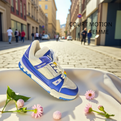 Sneakers Femme Louis Vuitton Court Motion – Bleu et Blanc