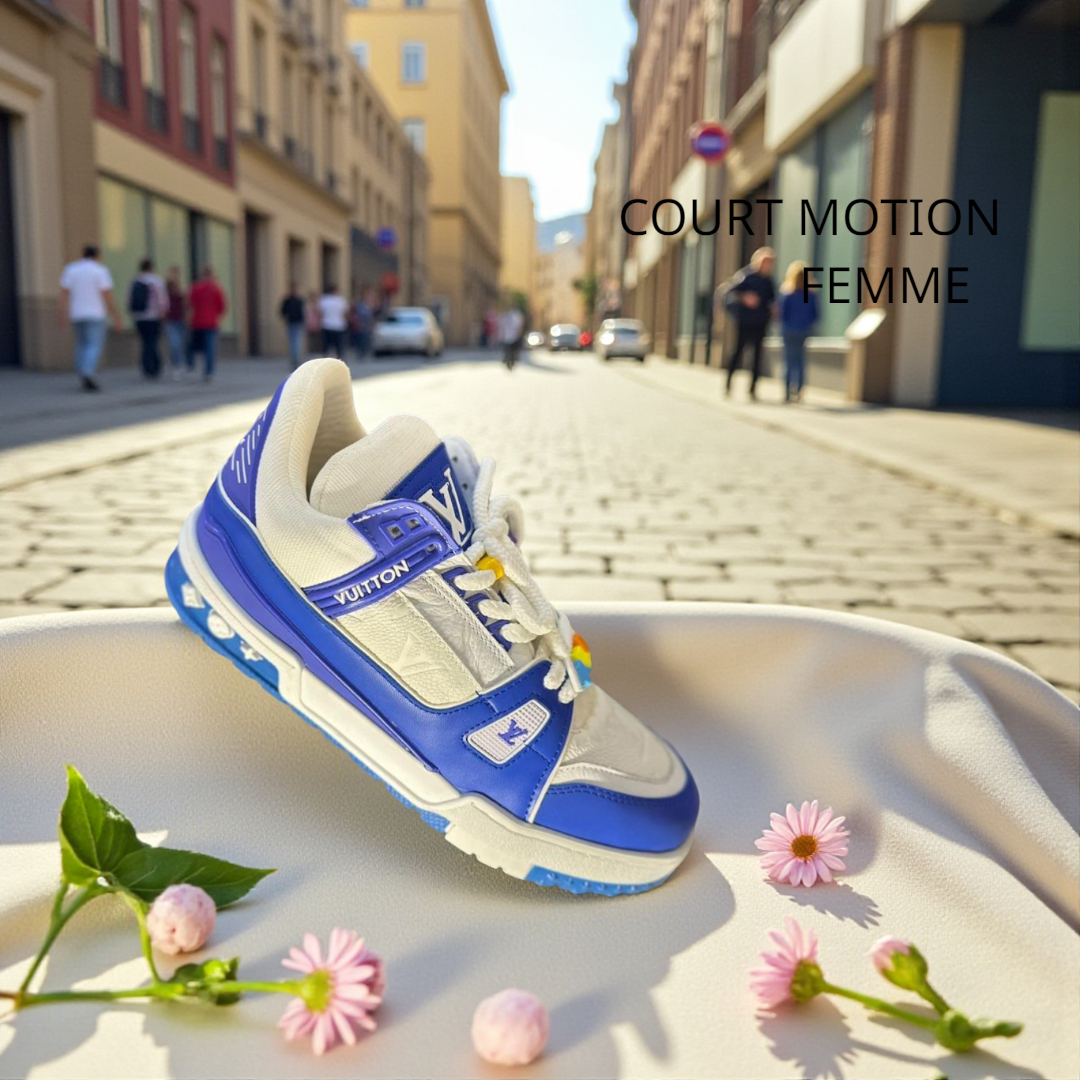 Sneakers Femme Louis Vuitton Court Motion – Bleu et Blanc